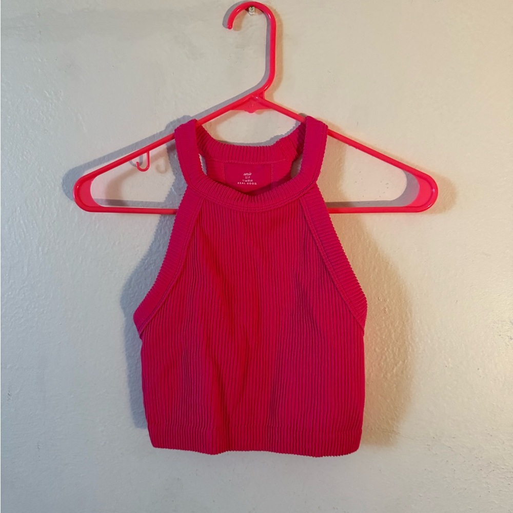 Aerie seamless Real Good High Neck Cropped Tank